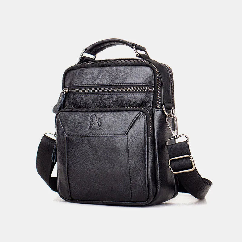 Men Genuine Leather Multi-pocket Multifunction Crossbody Bag Handbag Sling Bag