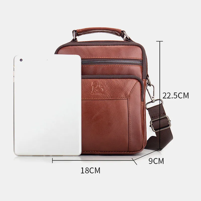 Men Genuine Leather Multi-pocket Multifunction Crossbody Bag Handbag Sling Bag