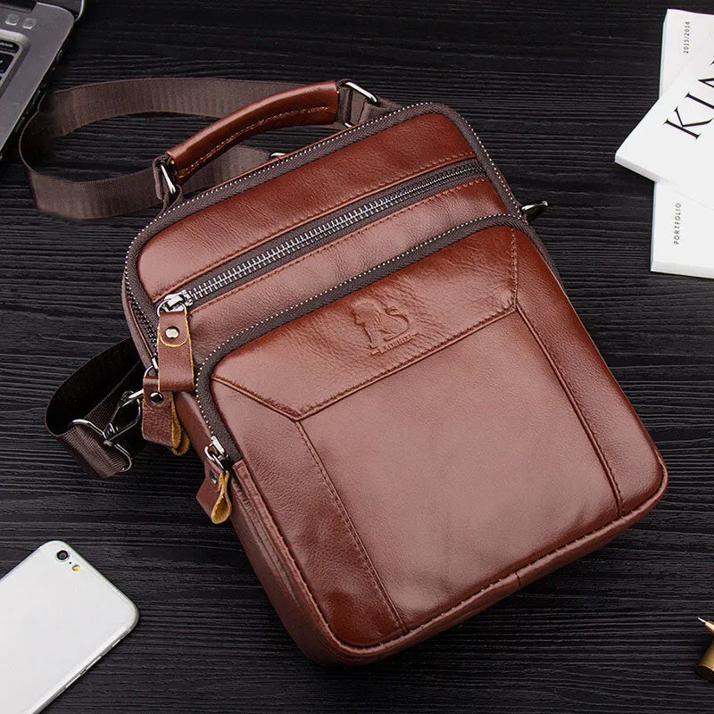 Men Genuine Leather Multi-pocket Multifunction Crossbody Bag Handbag Sling Bag