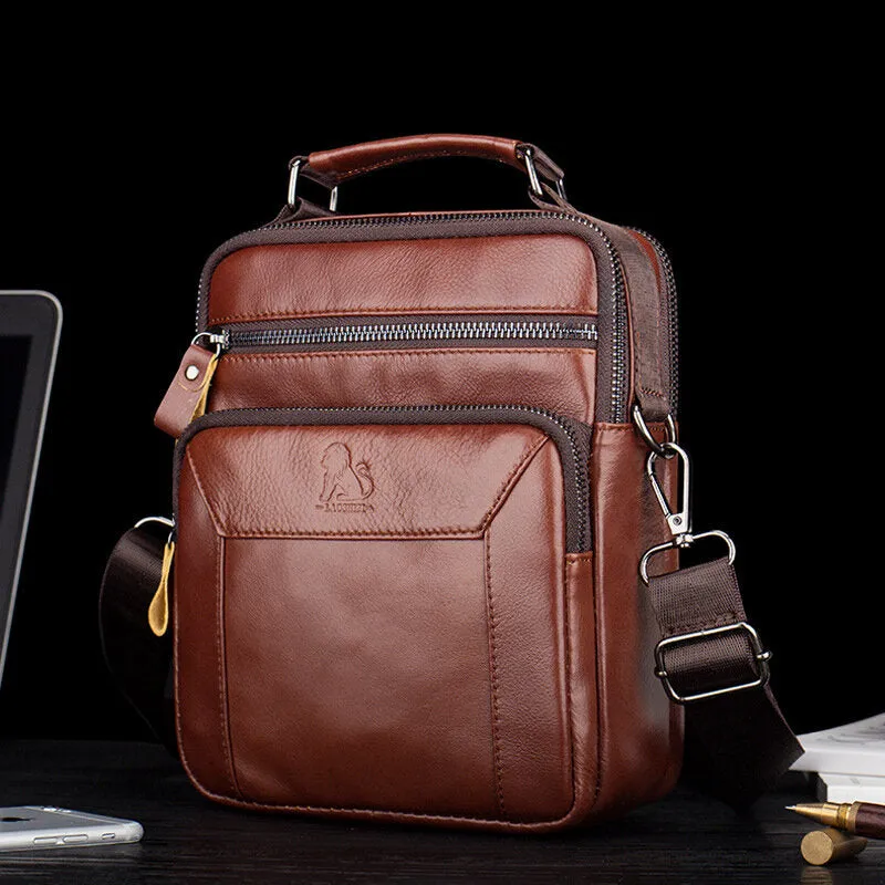 Men Genuine Leather Multi-pocket Multifunction Crossbody Bag Handbag Sling Bag