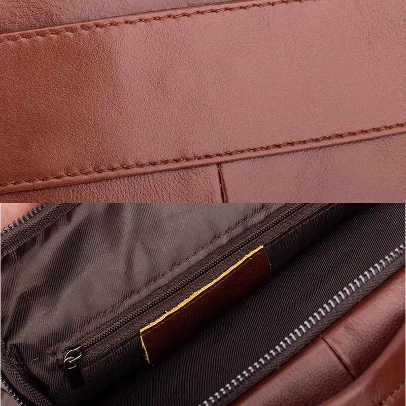 Men Genuine Leather Multi-pocket Multifunction Crossbody Bag Handbag Sling Bag