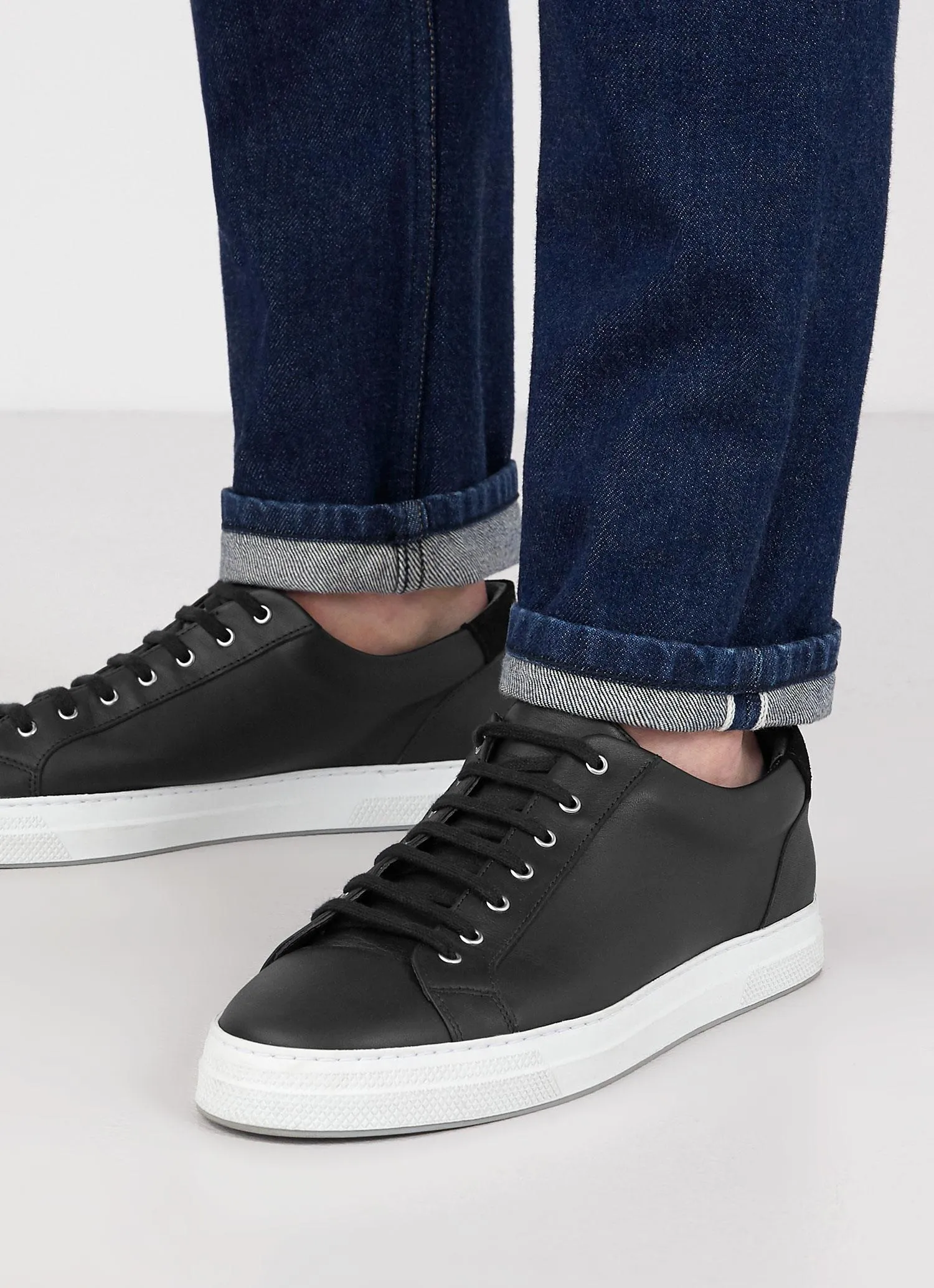 Men's Leather Tennis Shoes in Black