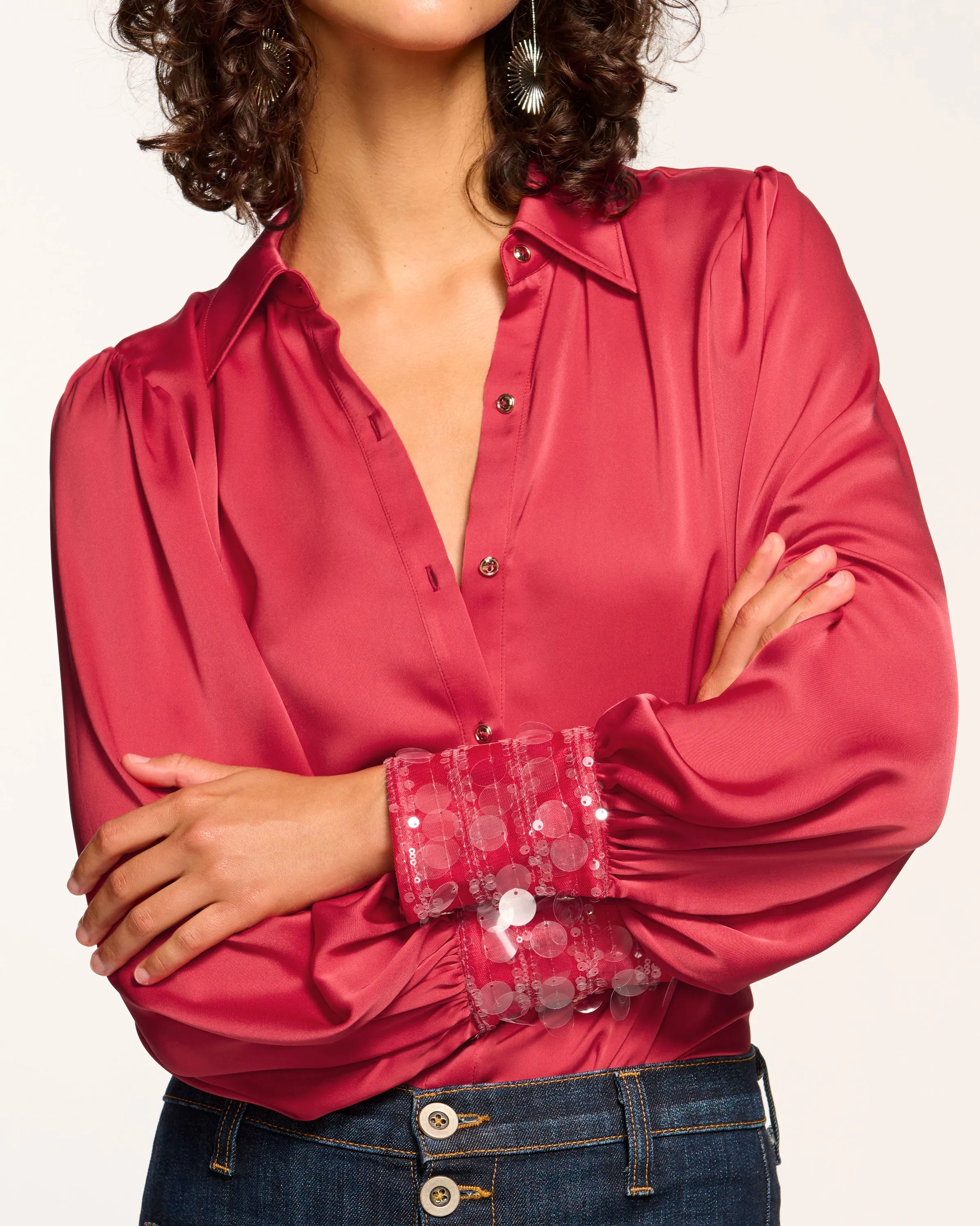Milca Embellished Button Down Top
