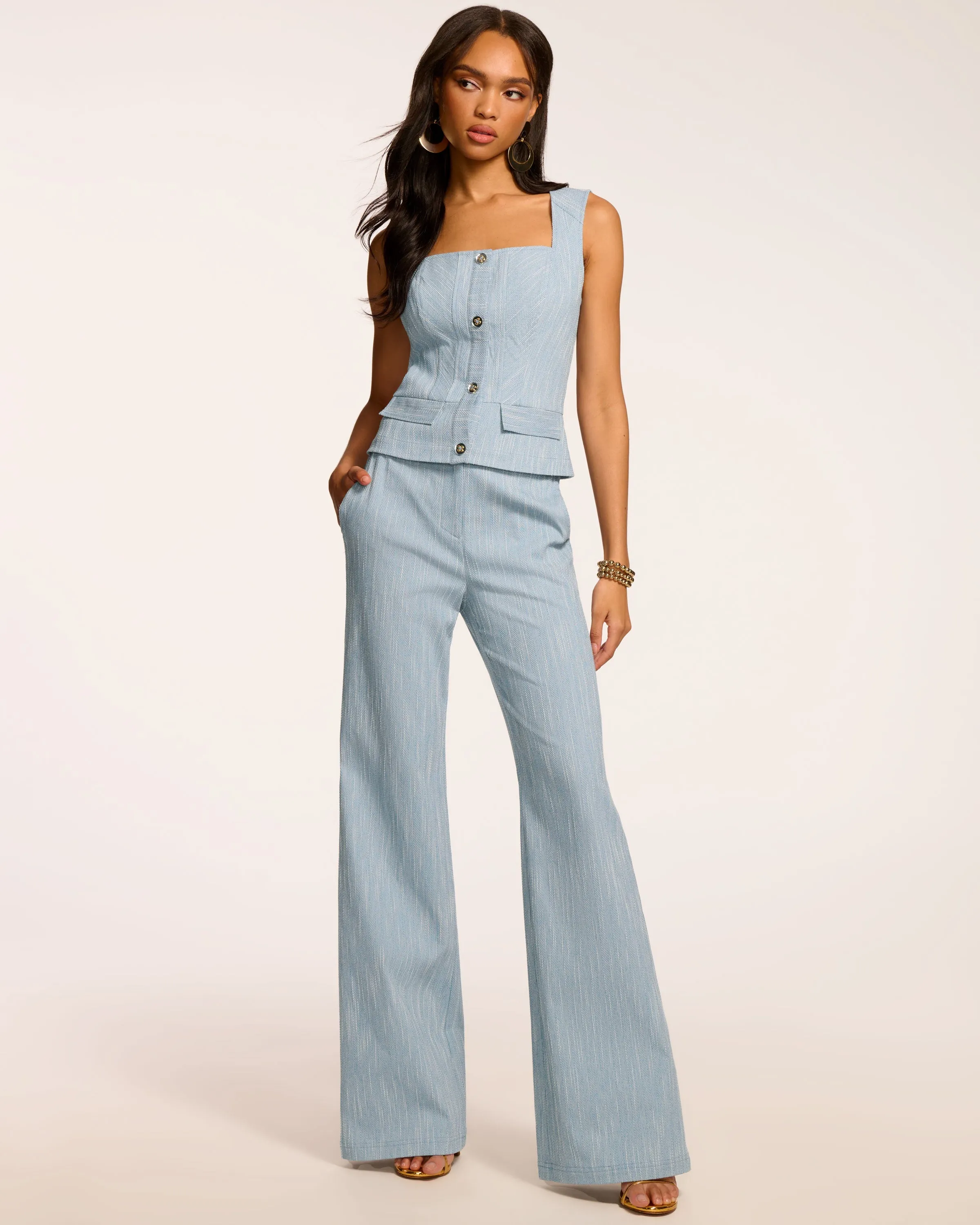 Naima Textured Mid-Rise Pant
