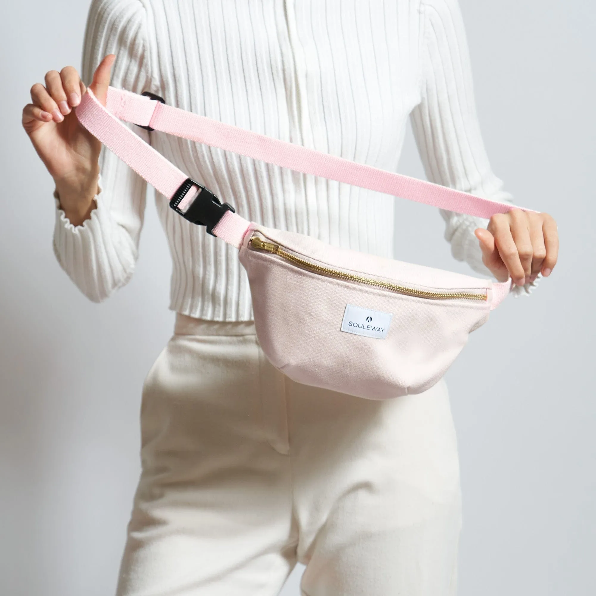 Natural Cotton Canvas Bum Bag | Blush Pink
