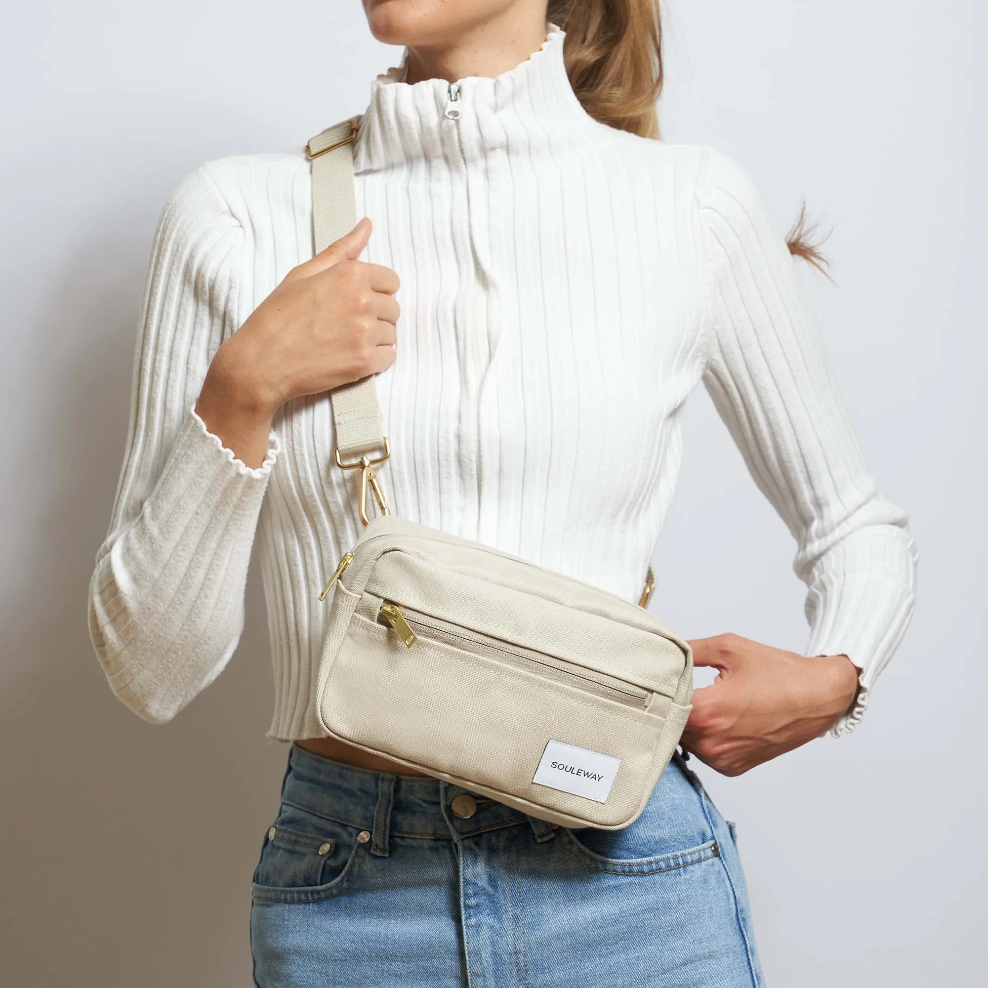 Natural Cotton Canvas Hip Bag | Desert Sand
