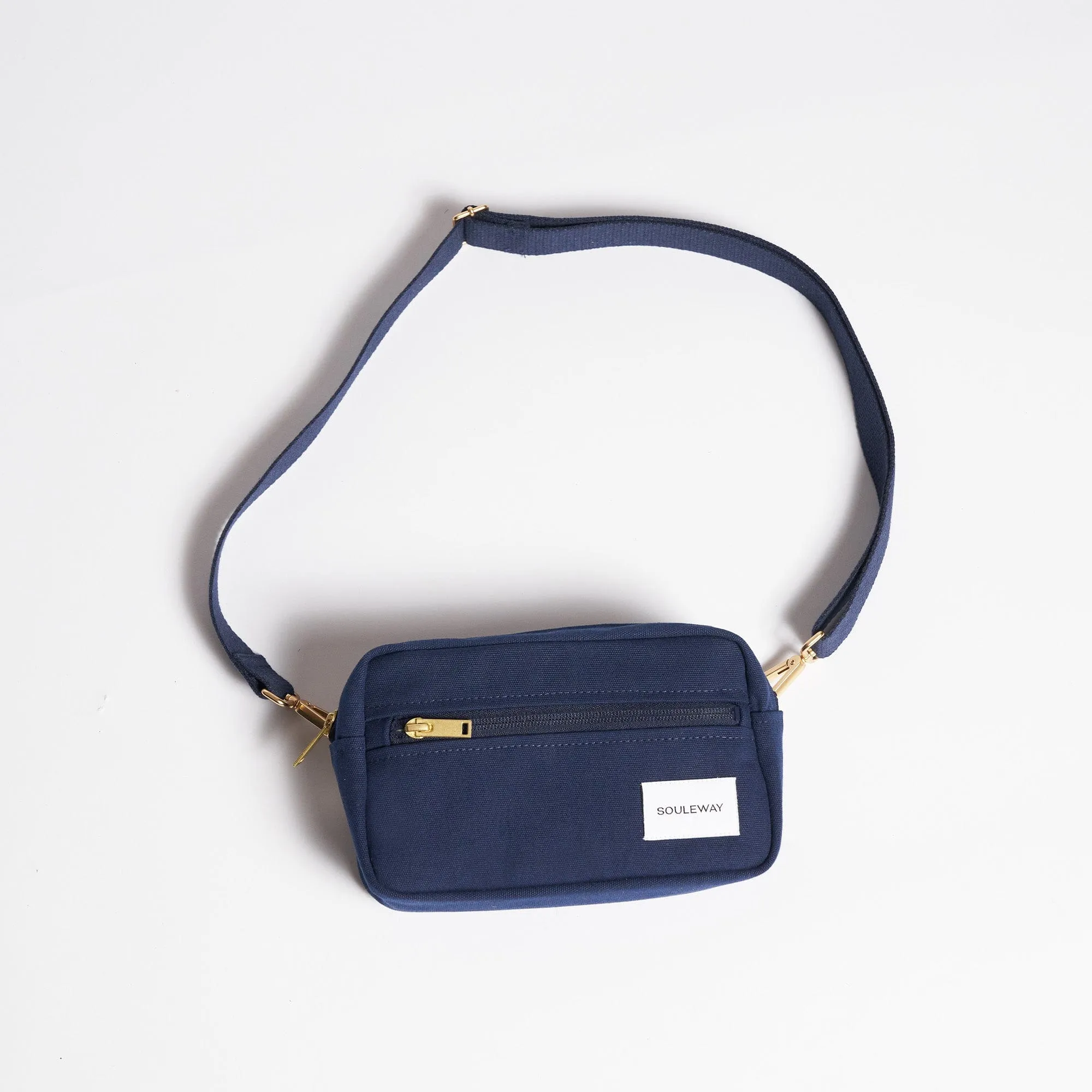 Natural Cotton Canvas Hip Bag | Navy Blue