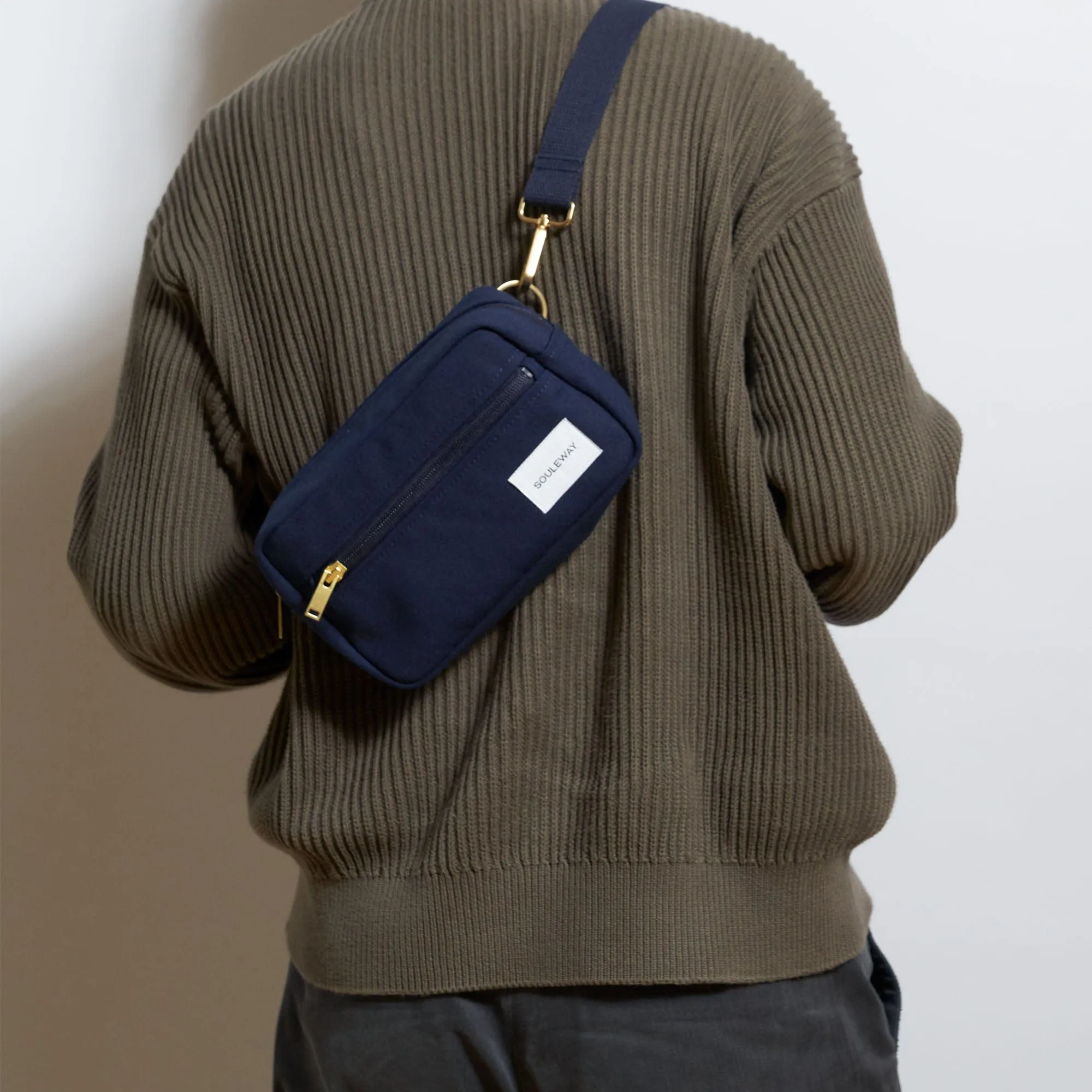 Natural Cotton Canvas Hip Bag | Navy Blue