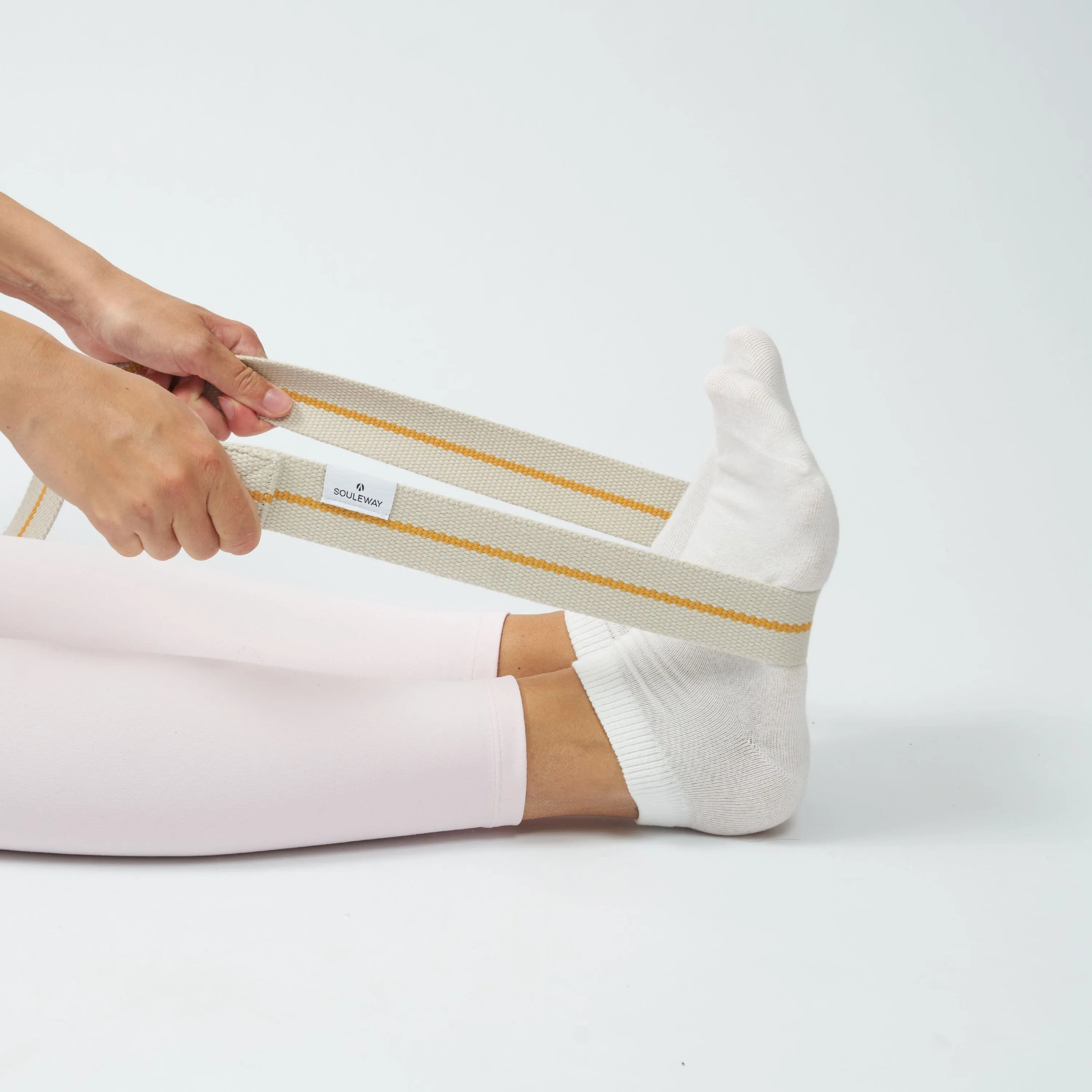 Natural Cotton Yoga Strap | Sand & Mustard