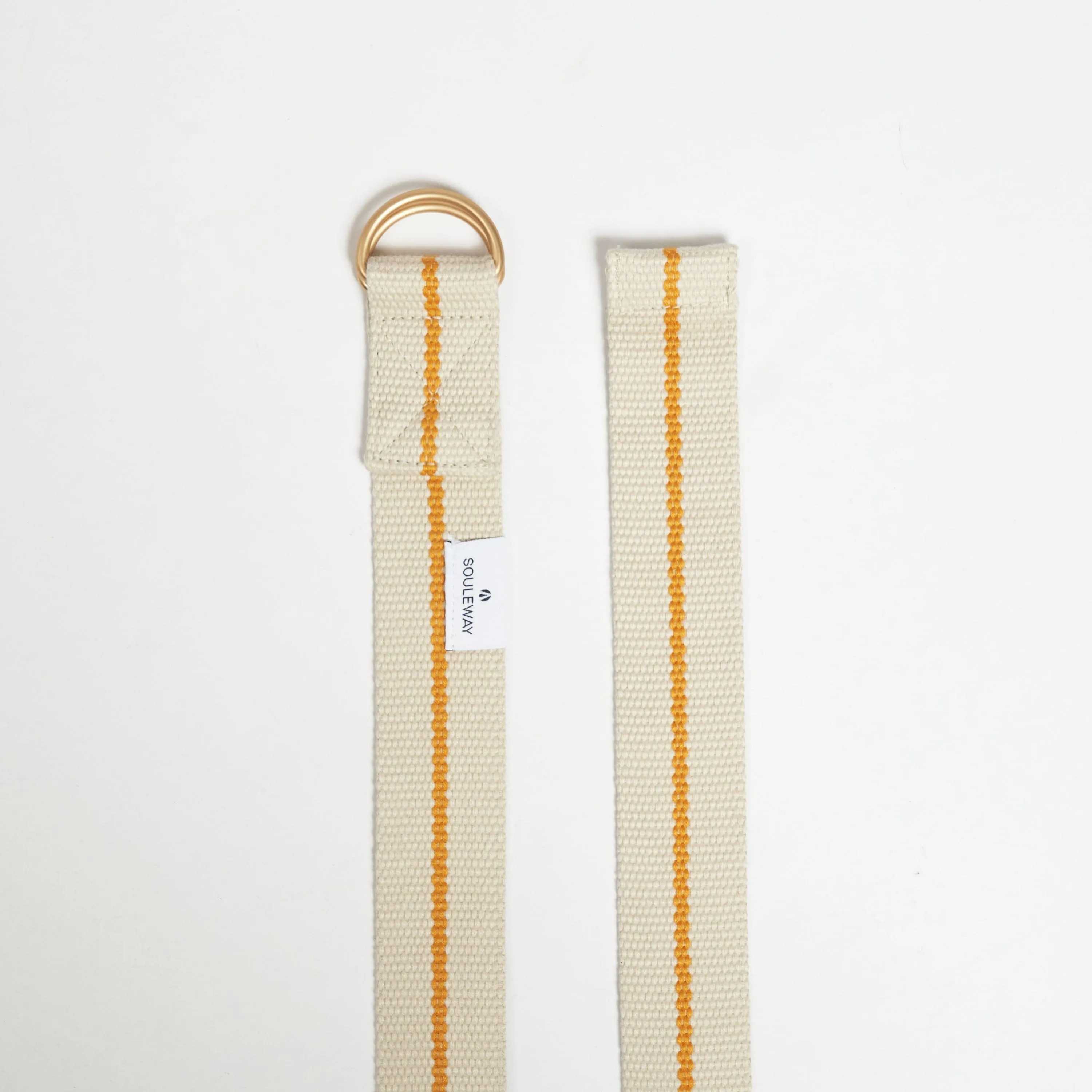 Natural Cotton Yoga Strap | Sand & Mustard