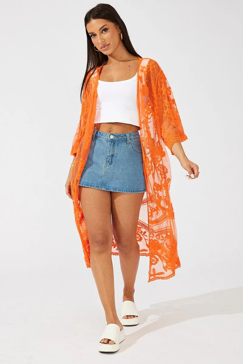 Orange Kimono Half Sleeve