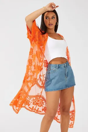 Orange Kimono Half Sleeve