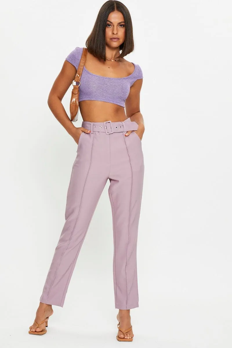 Purple Scoop Neck Marl Top