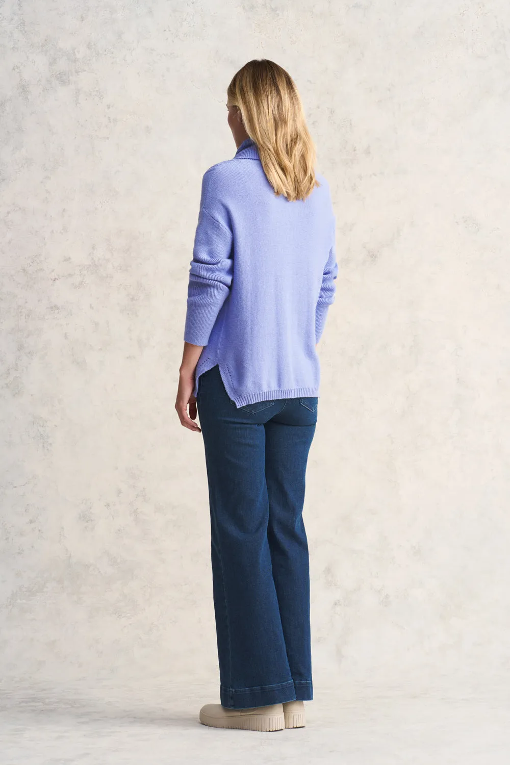 Roll Neck Cable Knit - Soft Lilac
