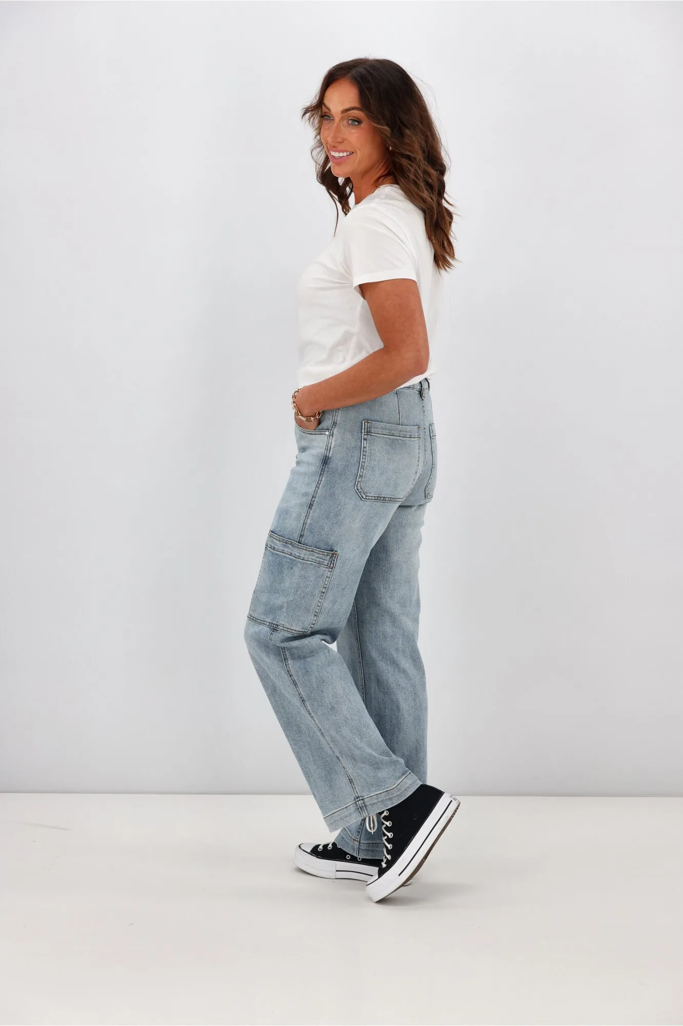 Shine On Label Romeo Cargo Pocket Jean