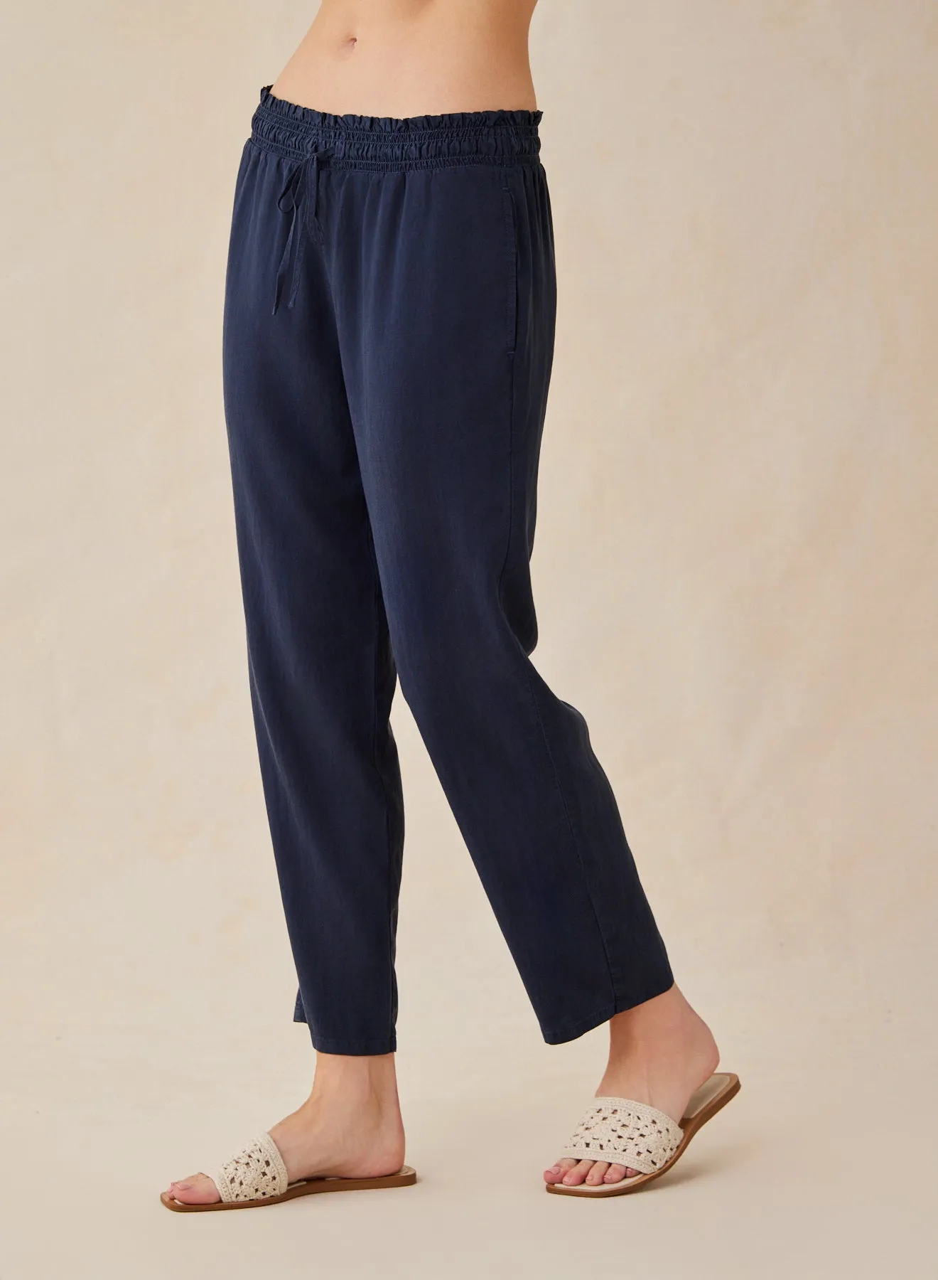 Smocked Waist Trousers - Endless Sea