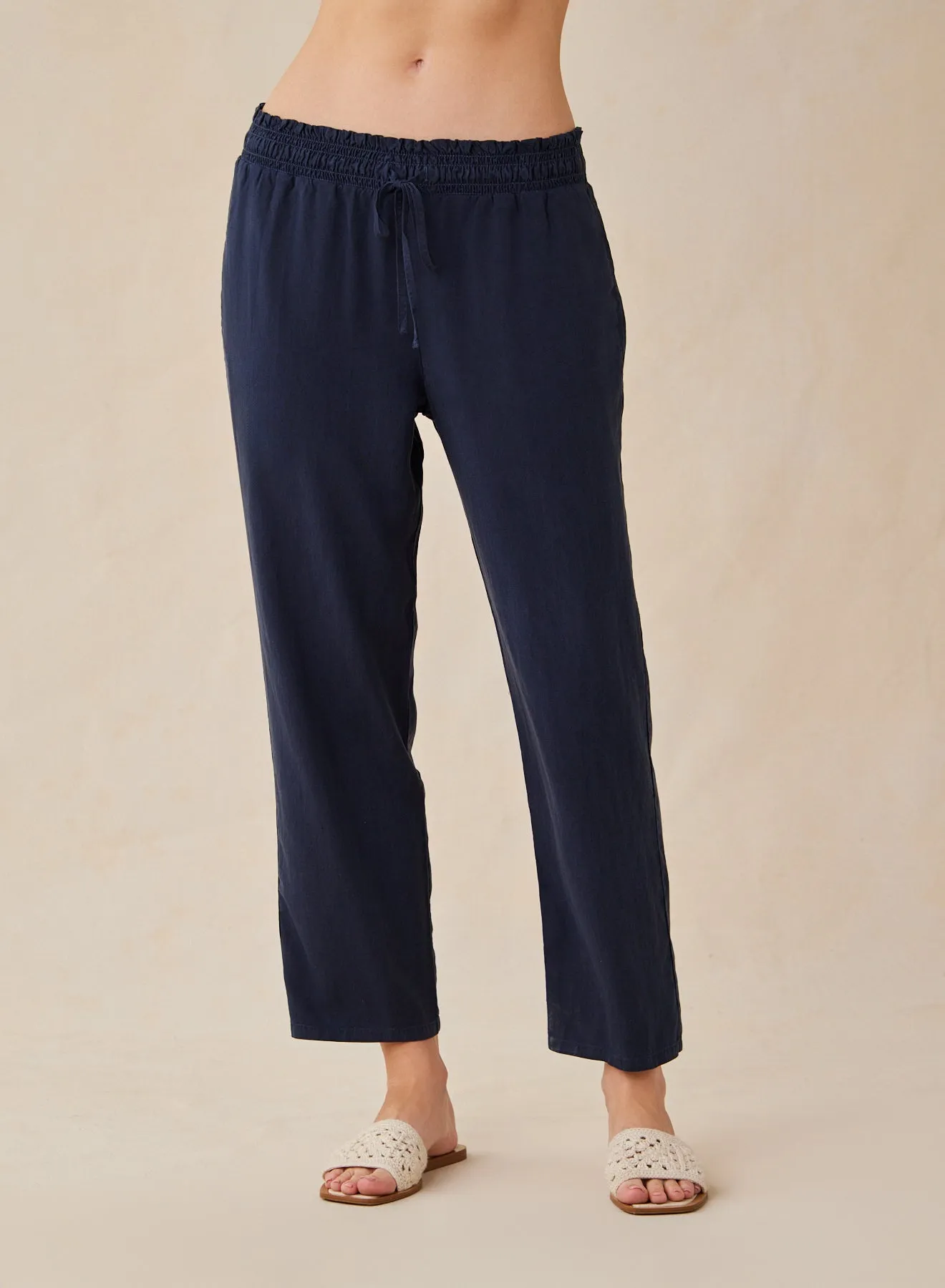 Smocked Waist Trousers - Endless Sea
