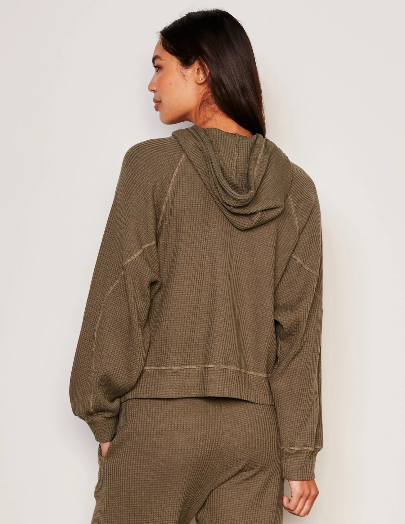 Sundry Seamed Zip Hoodie in Fern