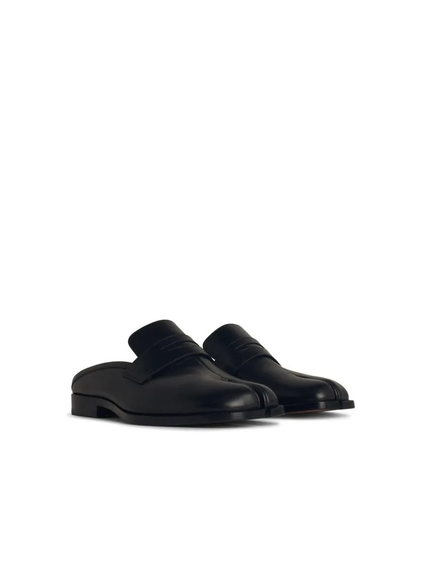 'Tabi' Black Leather Sabots
