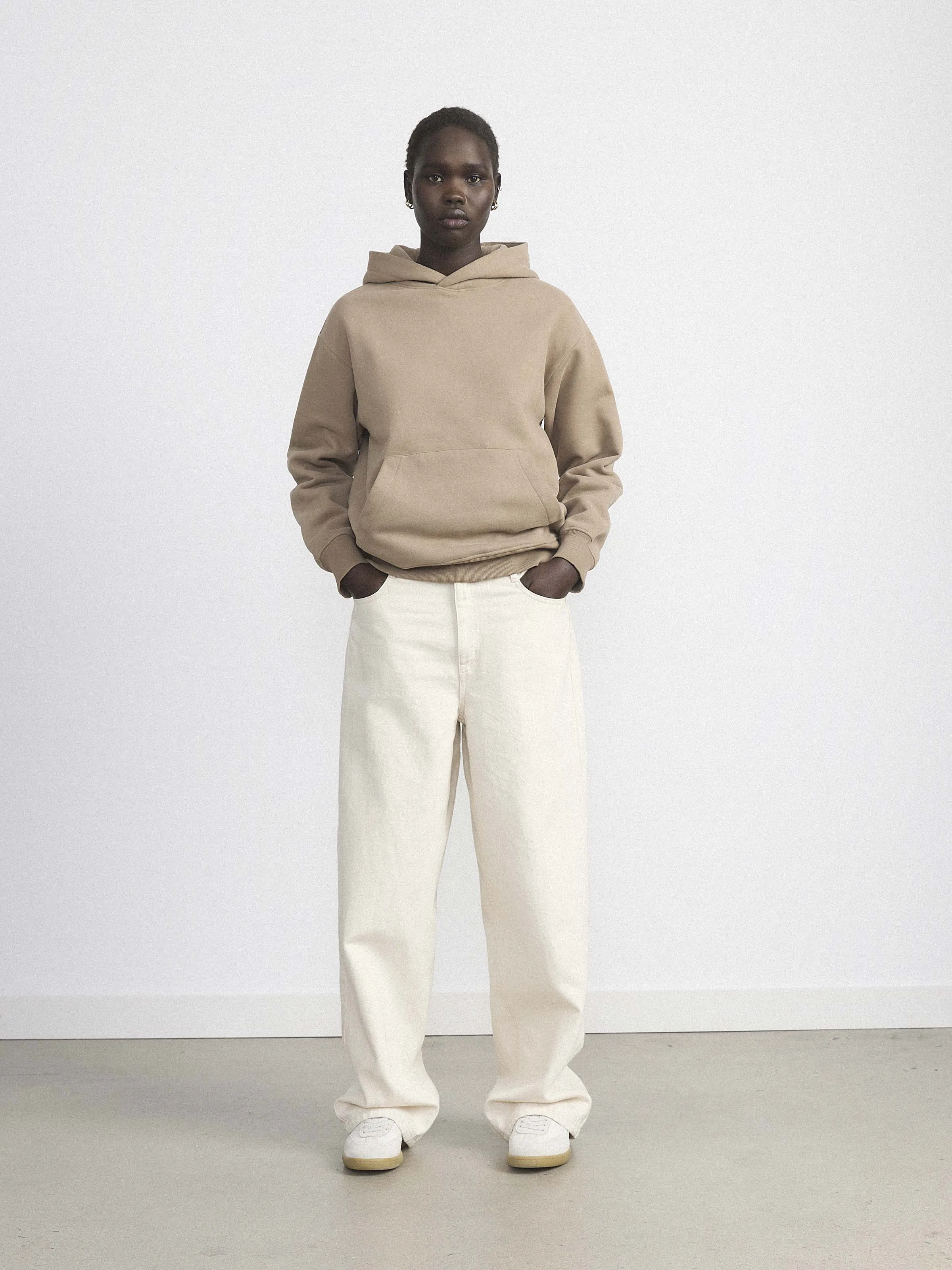 The Soft Hooded Sweatshirt in Greige