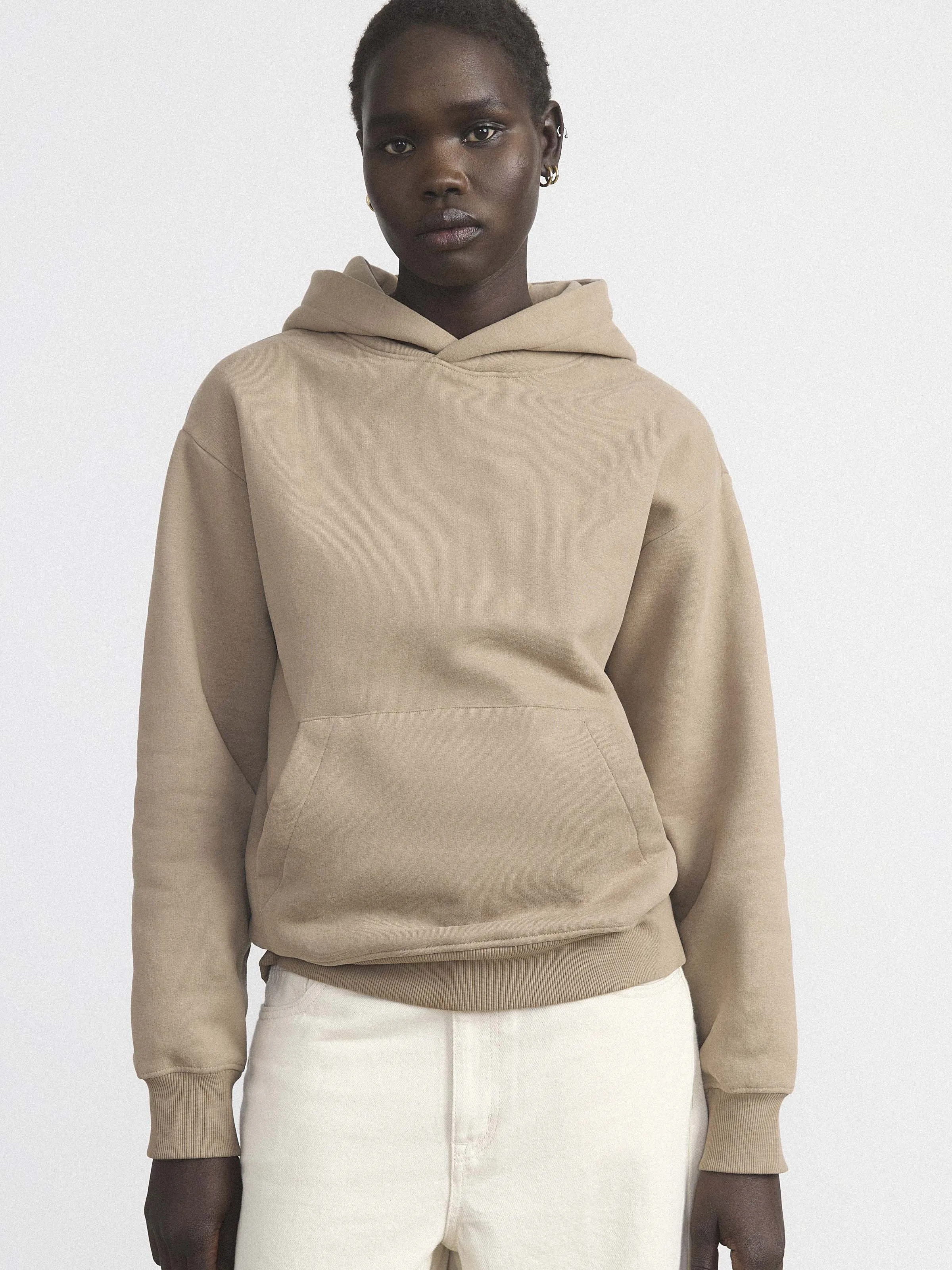 The Soft Hooded Sweatshirt in Greige