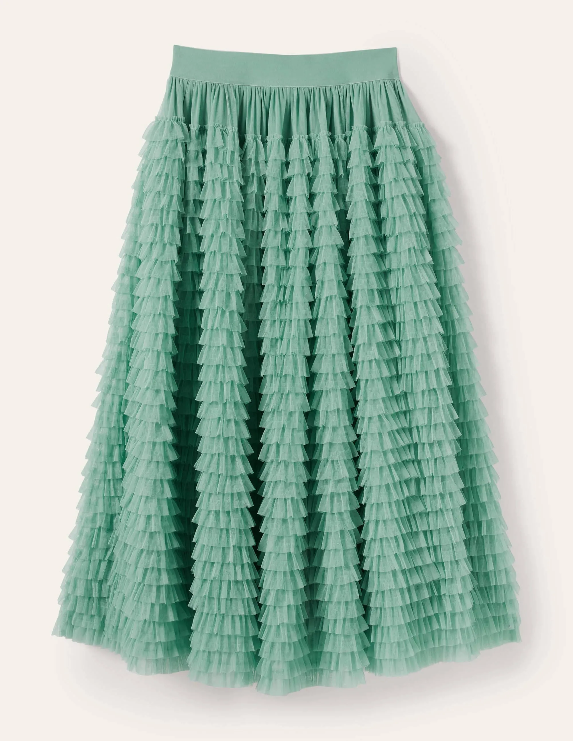 Tulle Midi Skirt-Soft Green