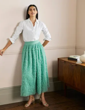 Tulle Midi Skirt-Soft Green