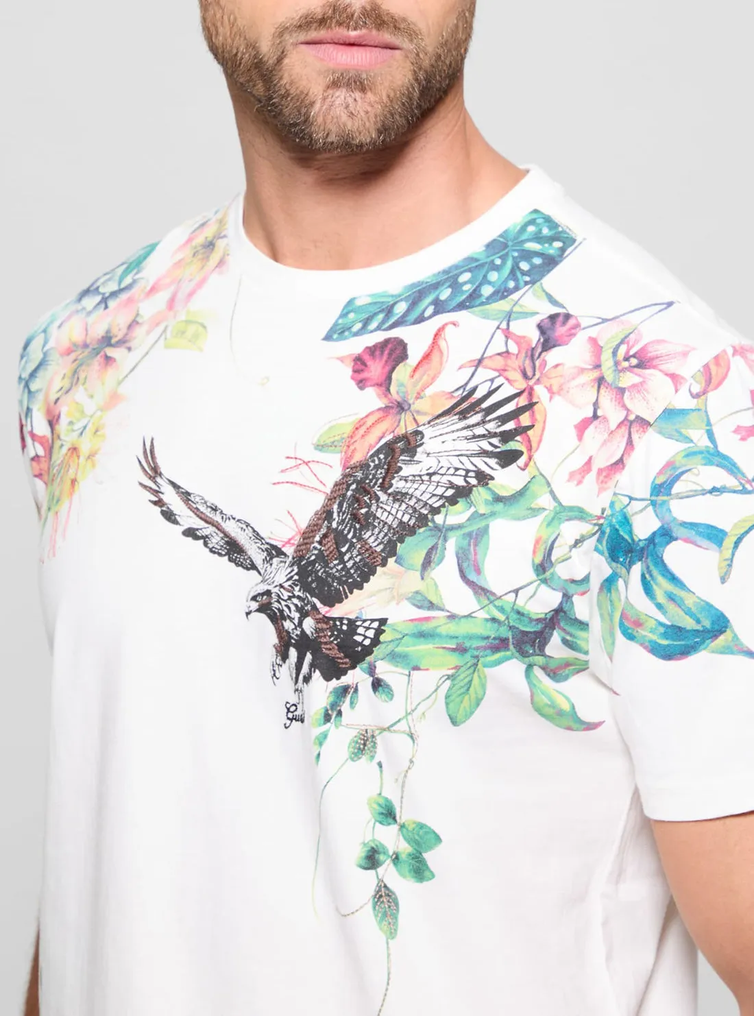 White Floral Hawk T-Shirt