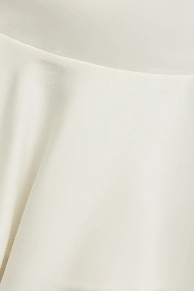 White Satin Skirt High Rise Mini Flowy Skater