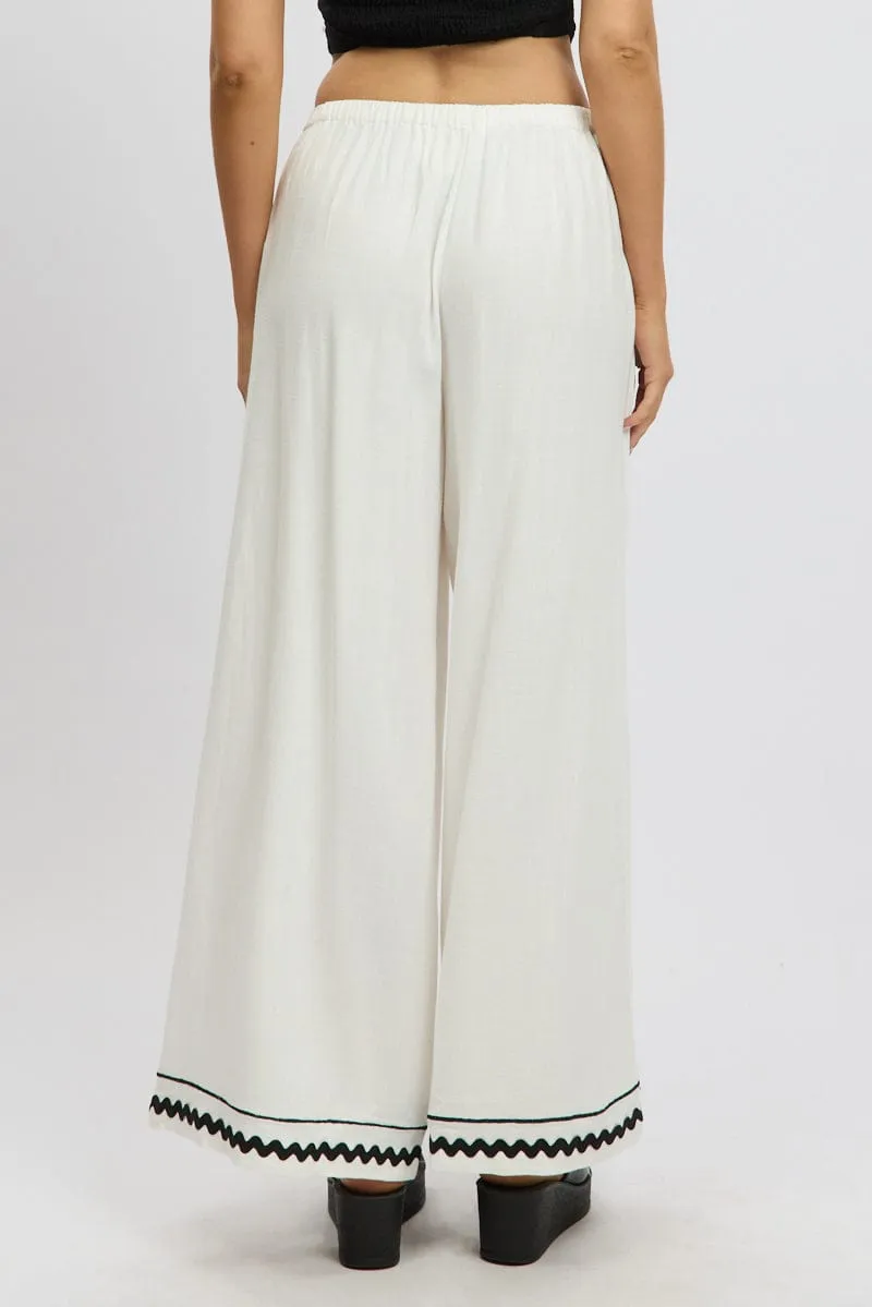 White Wide Leg Pants High Rise
