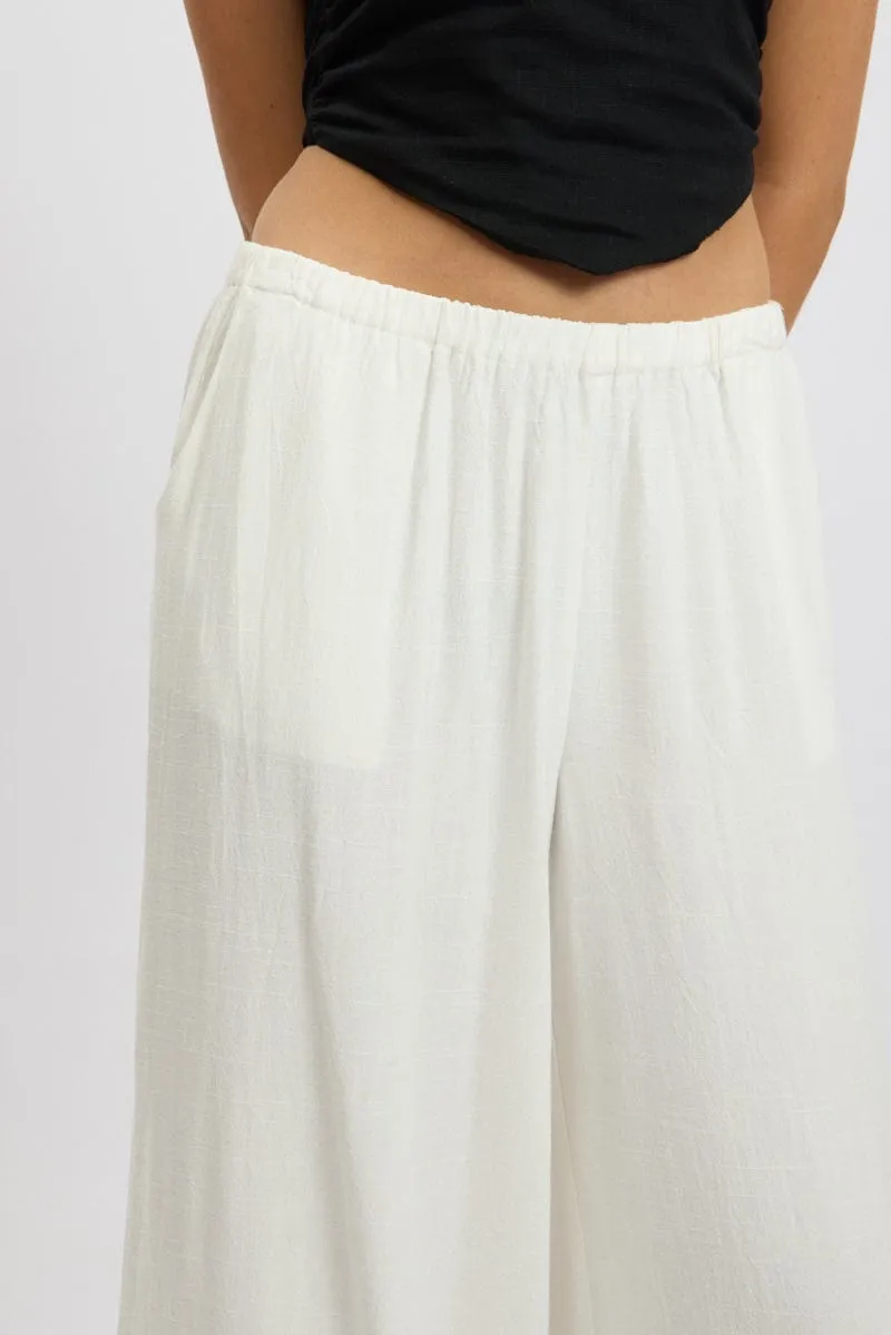 White Wide Leg Pants High Rise