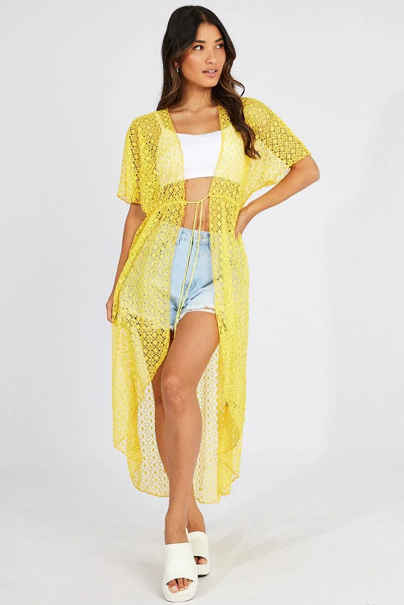 Yellow Crochet Cardigan Short Sleeve