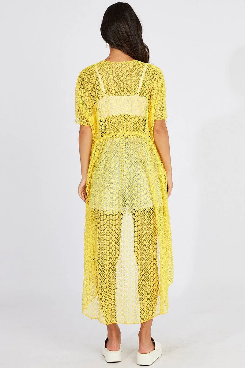 Yellow Crochet Cardigan Short Sleeve
