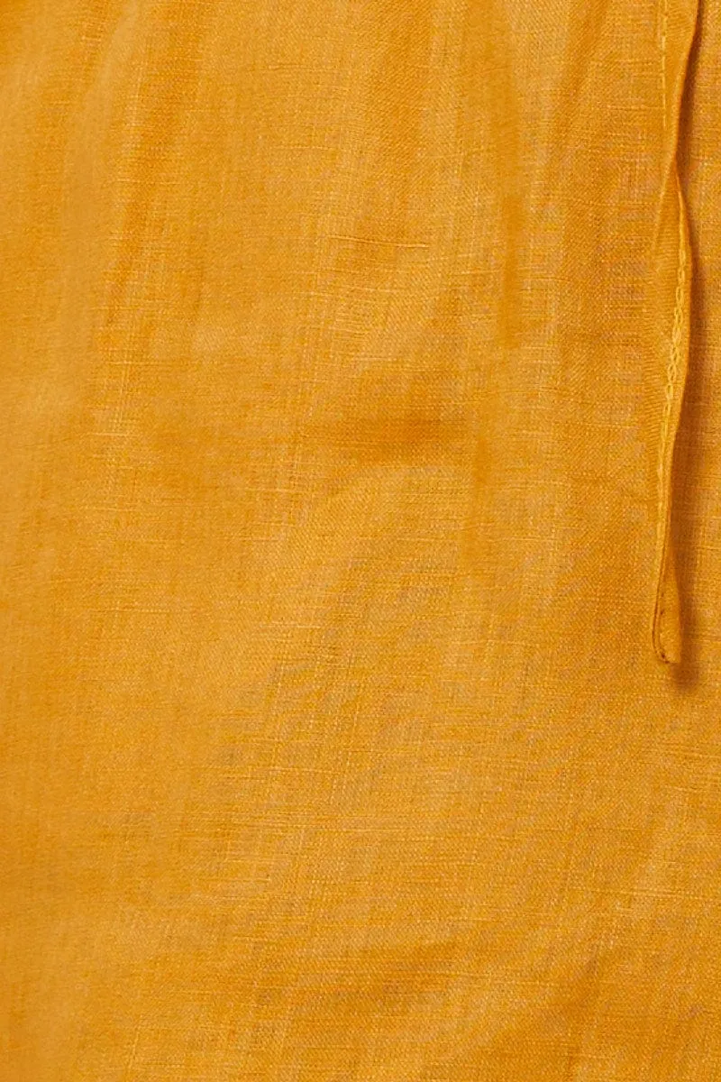 Yellow Tie Up Linen Shorts Paper Bag Linen
